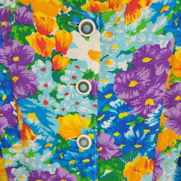 Vintage Floral Made in USA Ultra Soft Rayon Button Midi Dress Large - Picture 6 of 11